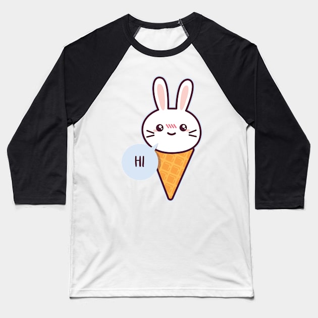 Rabbit kawaii Ice cream Baseball T-Shirt by TomCage